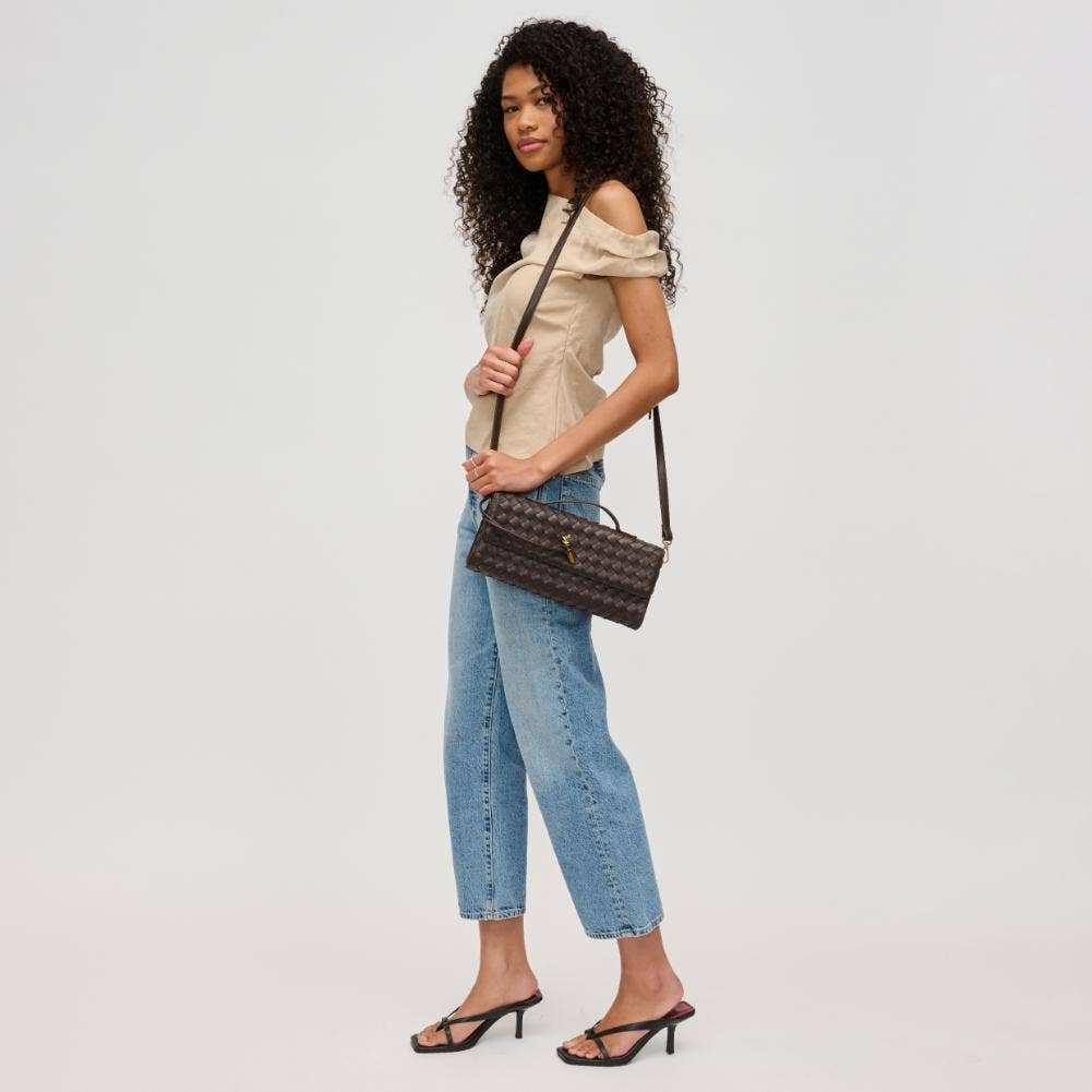Ada Top Handle Woven East West Clutch Crossbody