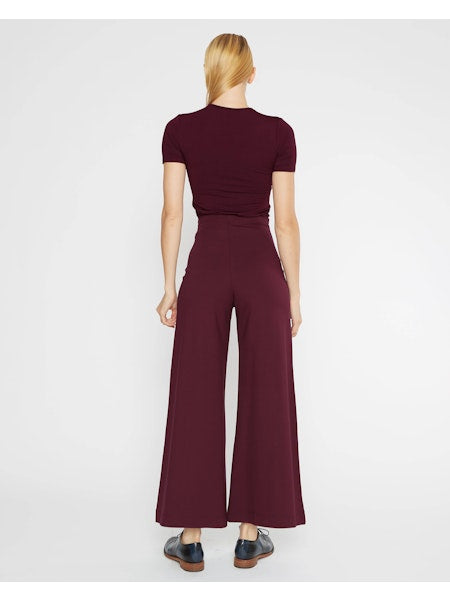 ponte knit wide leg pant-cropped