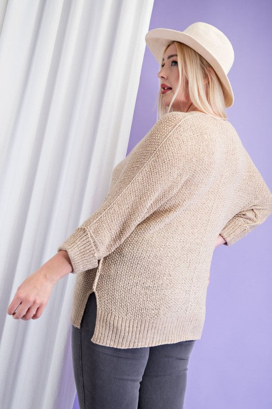 Crew Neck Knit Sweater - Curvy