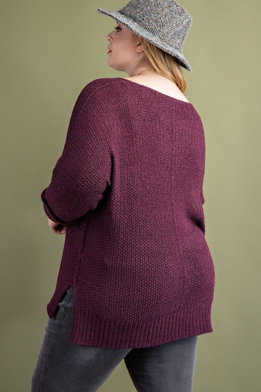 Crew Neck Knit Sweater - Curvy