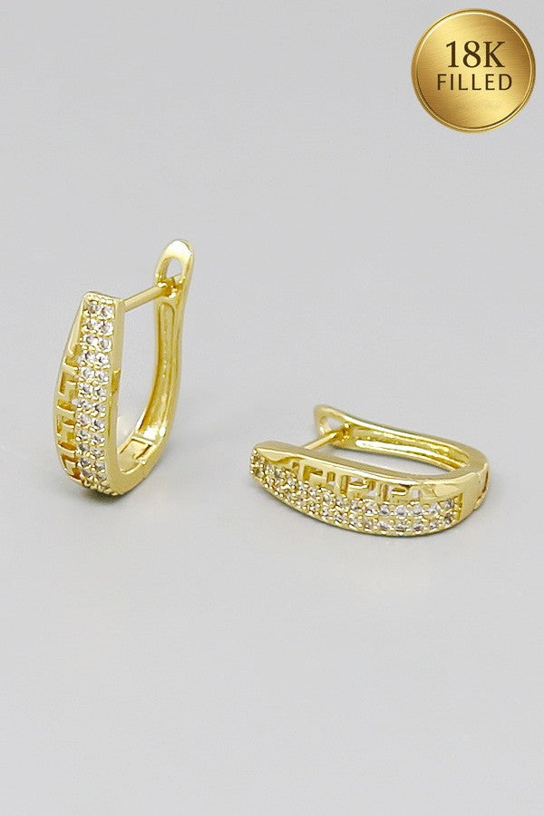 18k gold filled greek key cutout huggie hoop