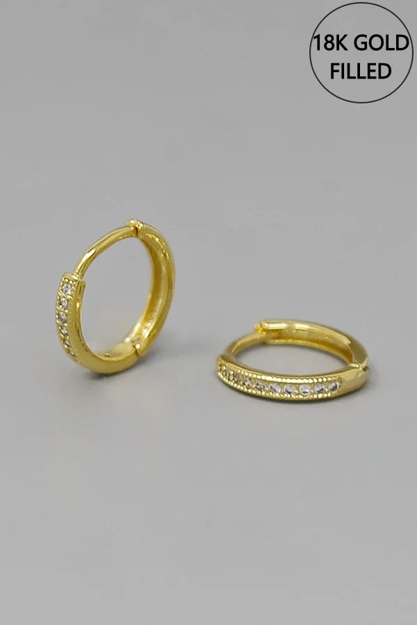 CZ Pave Gold Filled Mini Hoop Earrings