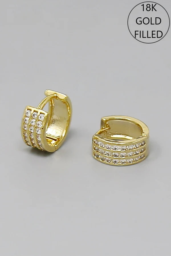 Pave 18K Gold Filled Mini Hoop Earrings