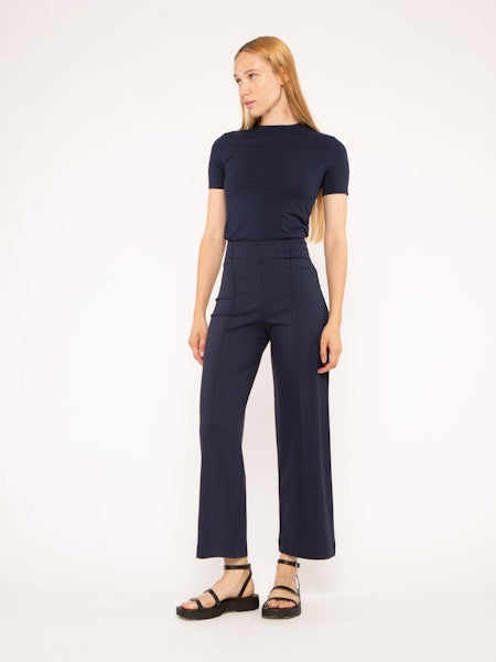 ponte knit straight leg pant-cropped