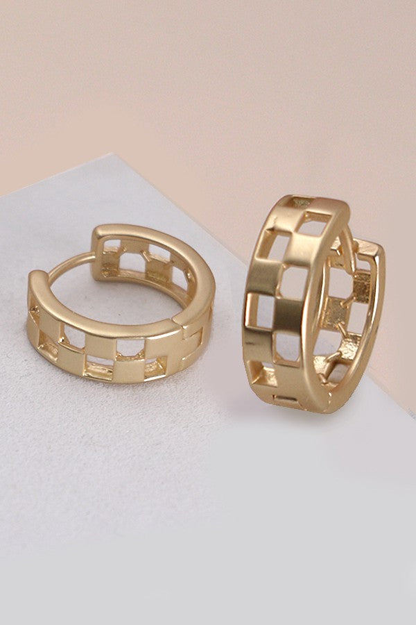 mini cutout checker huggie hoop earrings