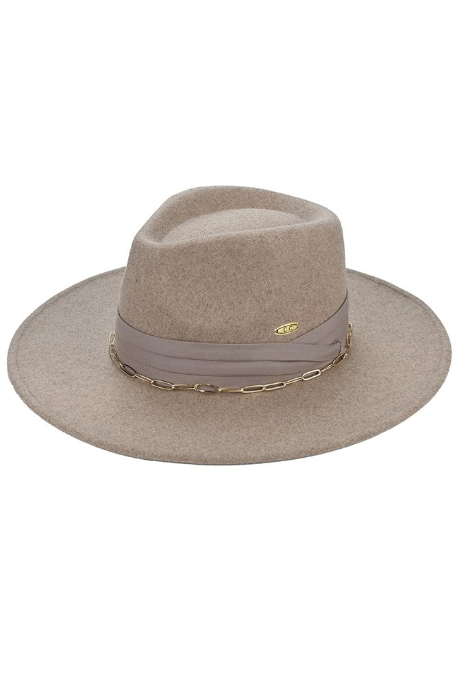 Chain Accent Vegan Felt Hat