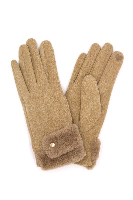 Faux Fur Cuff Smart Touch Winter Gloves