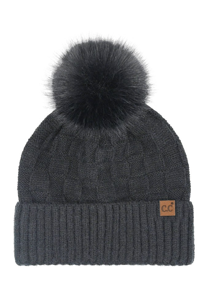 Checkered Texture Pom Beanie