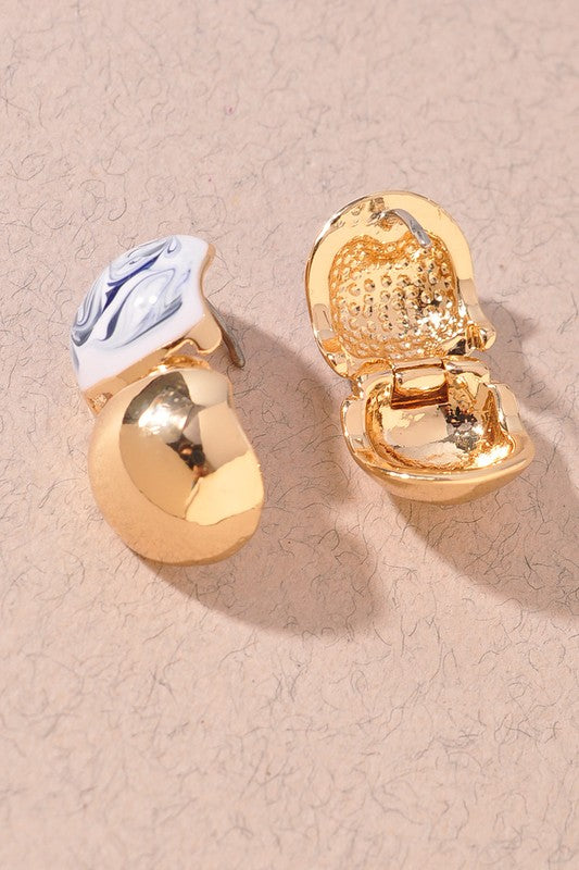 Vintage Marble Swirl Clasp Earrings