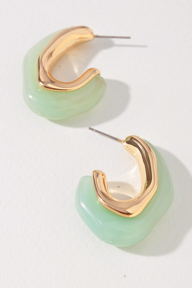 Gemstone Half Hoop Earrings
