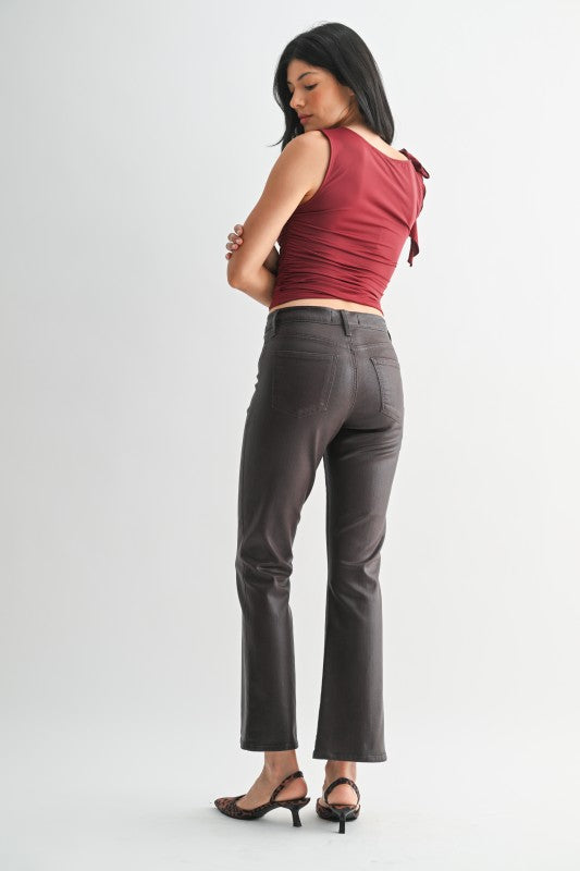 Coated Slim Cropped Bootcut Jeans