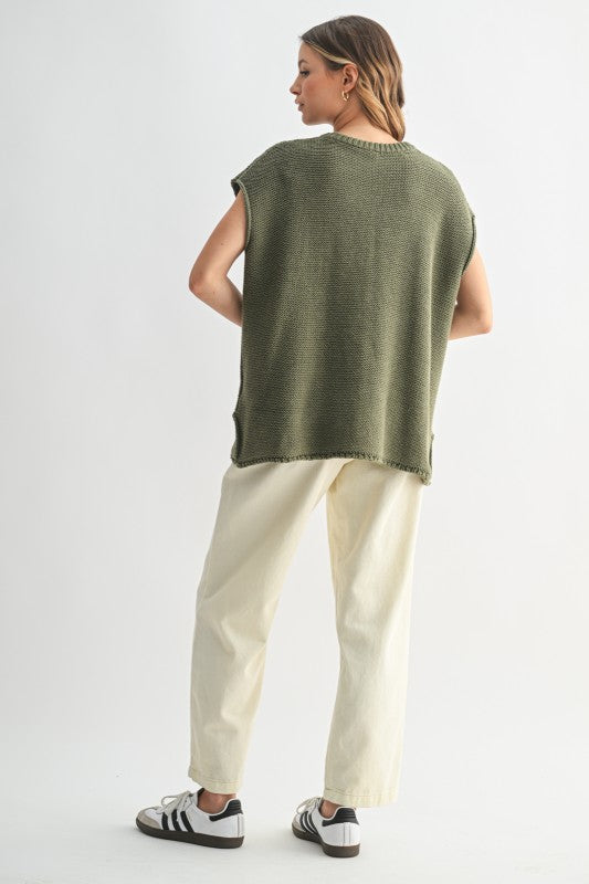 Knit Sweater Tank With Side Slits