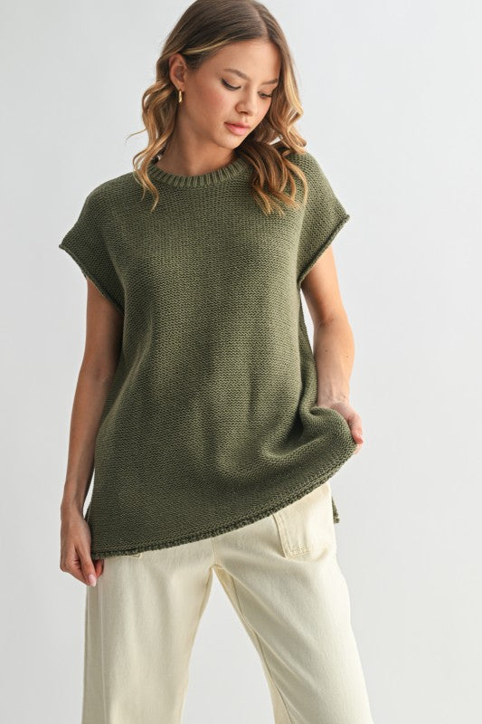 Knit Sweater Tank With Side Slits