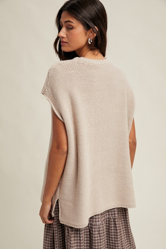 Knit Sweater Tank With Side Slits