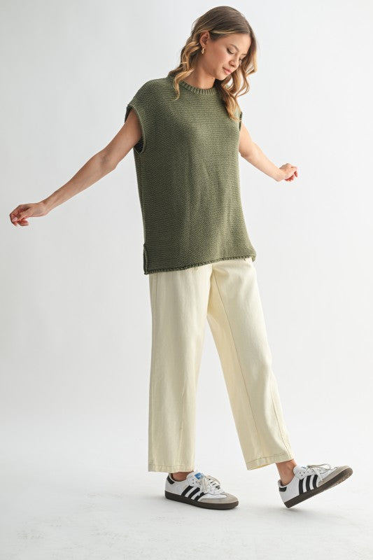 Knit Sweater Tank With Side Slits