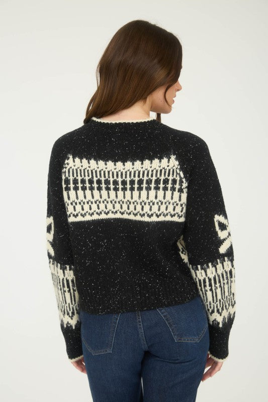 Swan Jacquard Button Down Cardigan