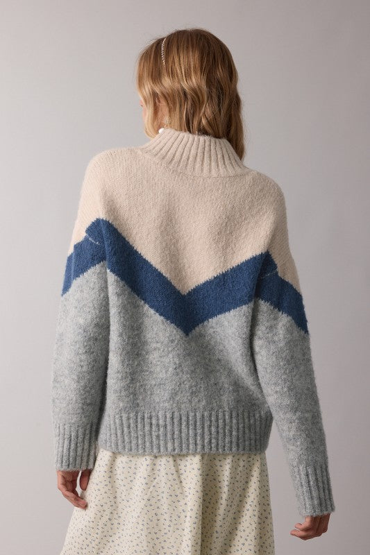 Chevron Half-zip Sweater