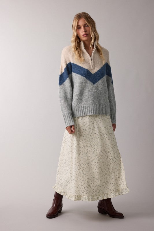 Chevron Half-zip Sweater
