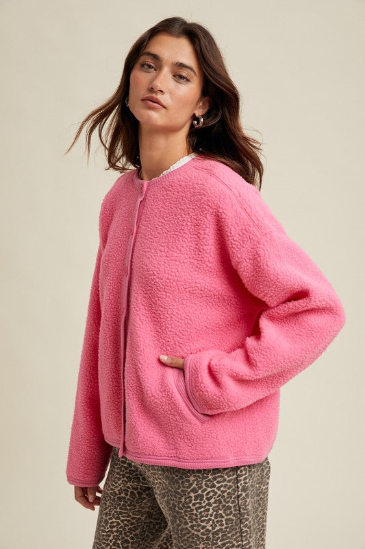 Contrast Sherpa Button-up Jacket