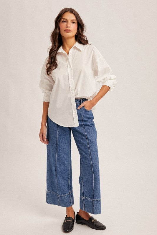 Oversized Button Down Poplin Shirt