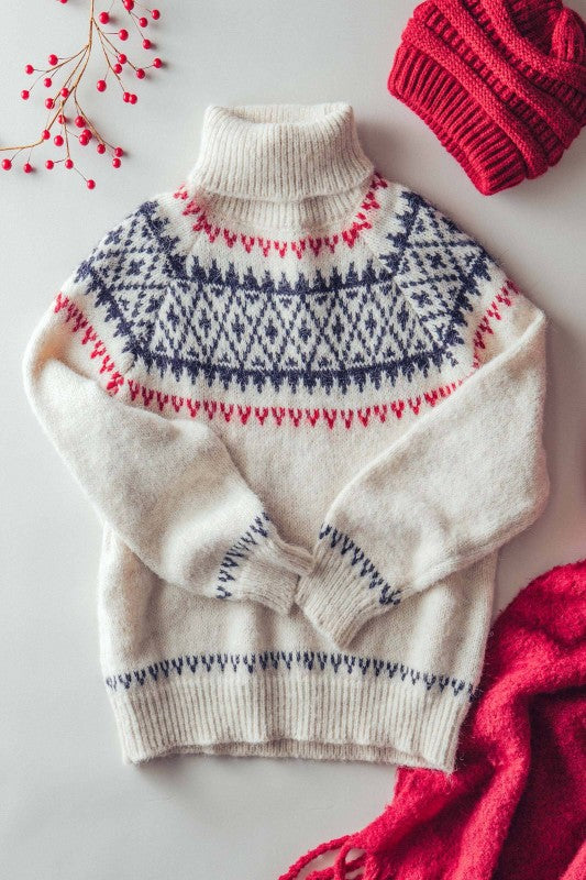 Nordic Fair Isle Turtle Neck Sweater