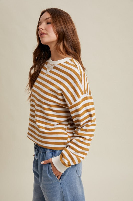 Striped Relaxed Knit Crop Top