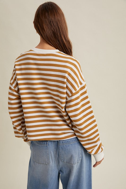 Striped Relaxed Knit Crop Top