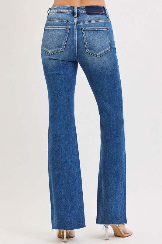 HR Flare Jeans w/ Raw Hem