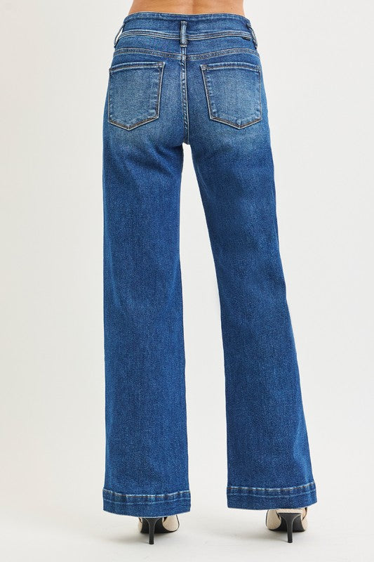 TC HR Wide Leg Bow Accent Jeans
