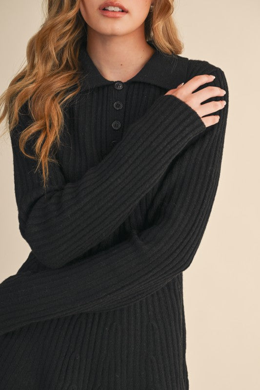 Ribbed Sweater Flared Mini Dress