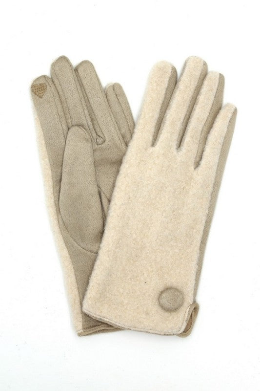 Button Accent Smart Touch Winter Gloves