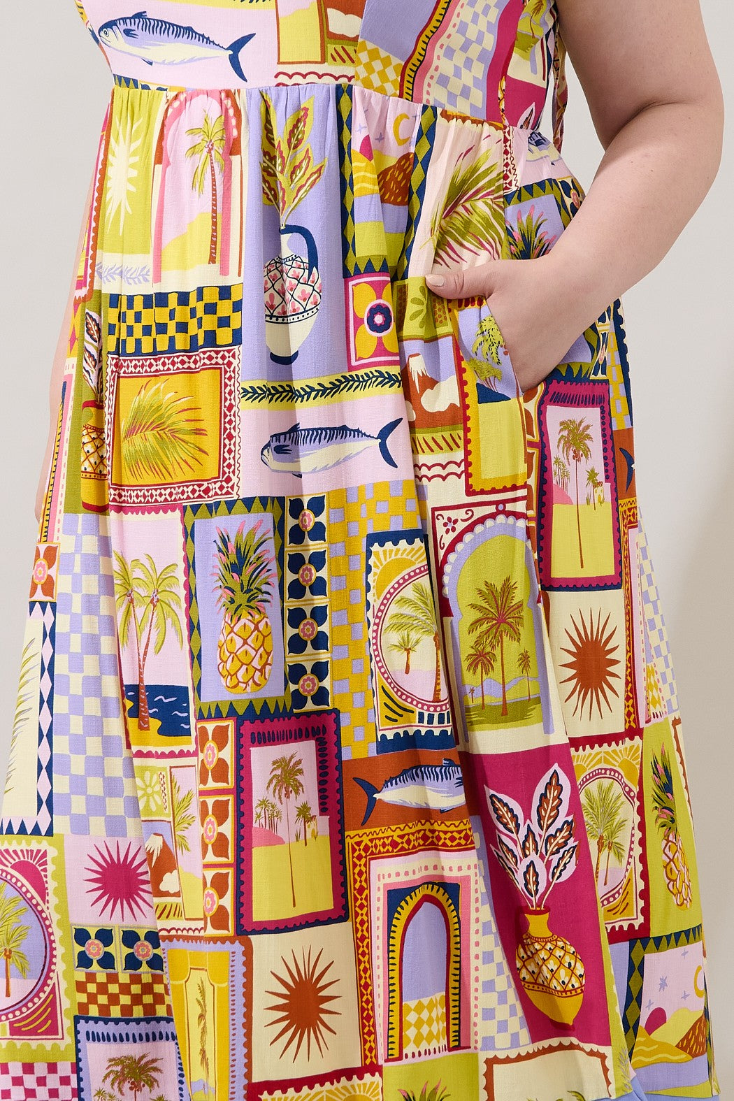 senia printed midi dress-curvy