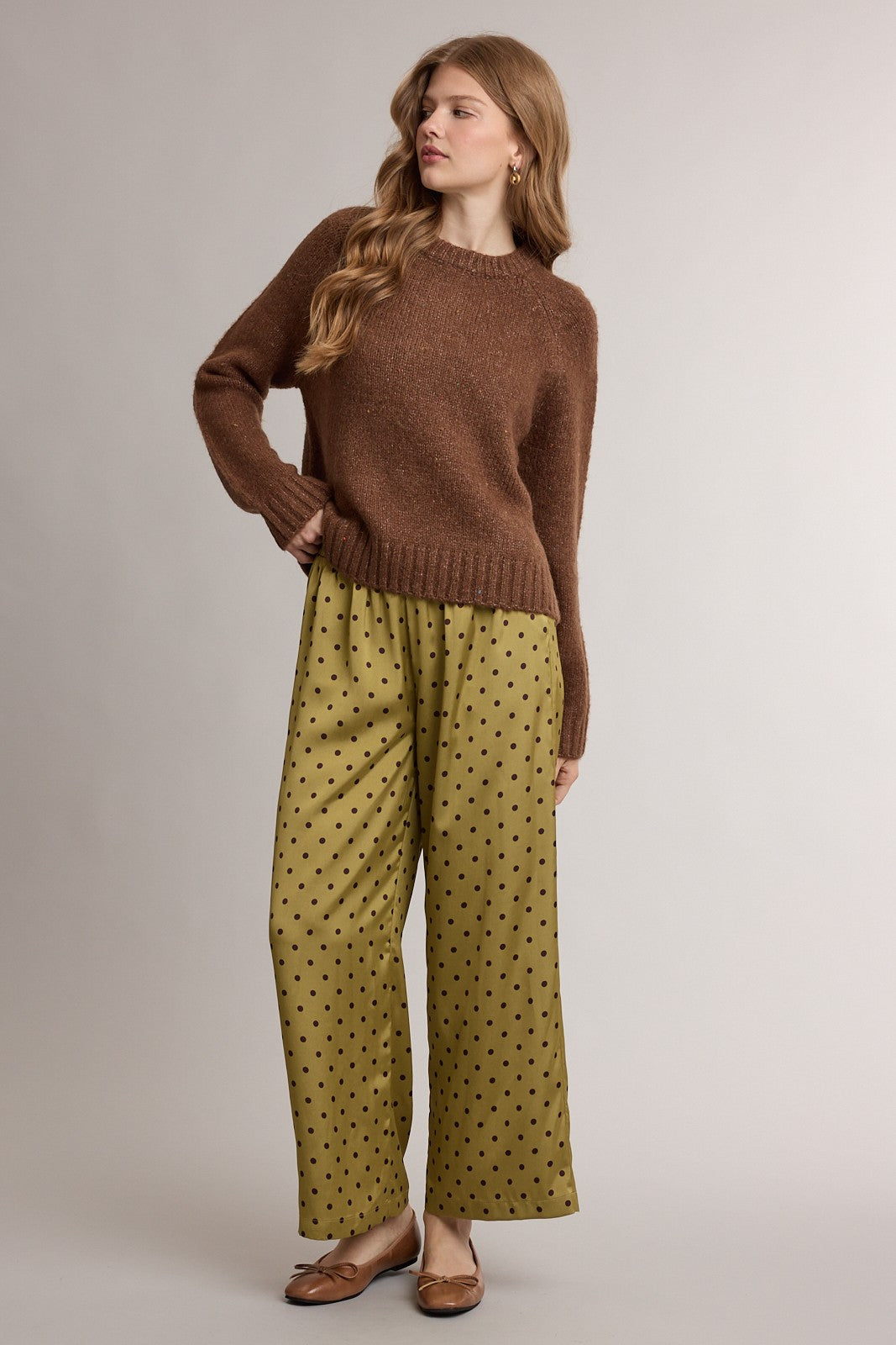 sonya satin polka dot wide leg pant