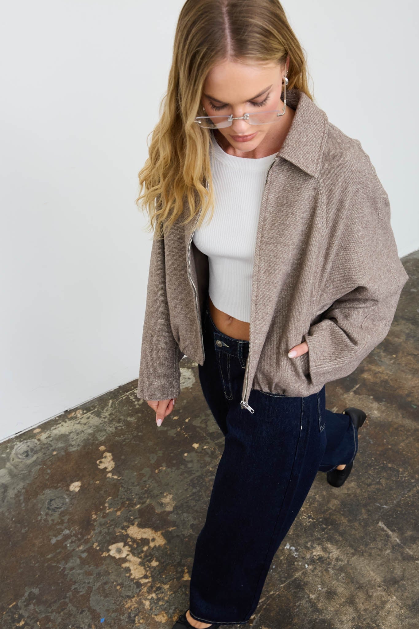 rory raglan crop balloon hem jacket