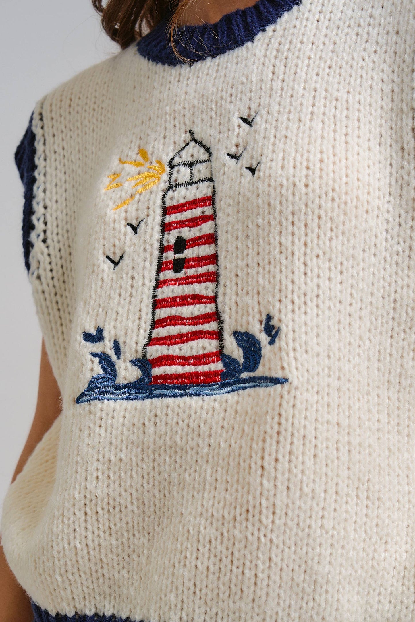 Preppy Lighthouse Graphic Sweater Vest