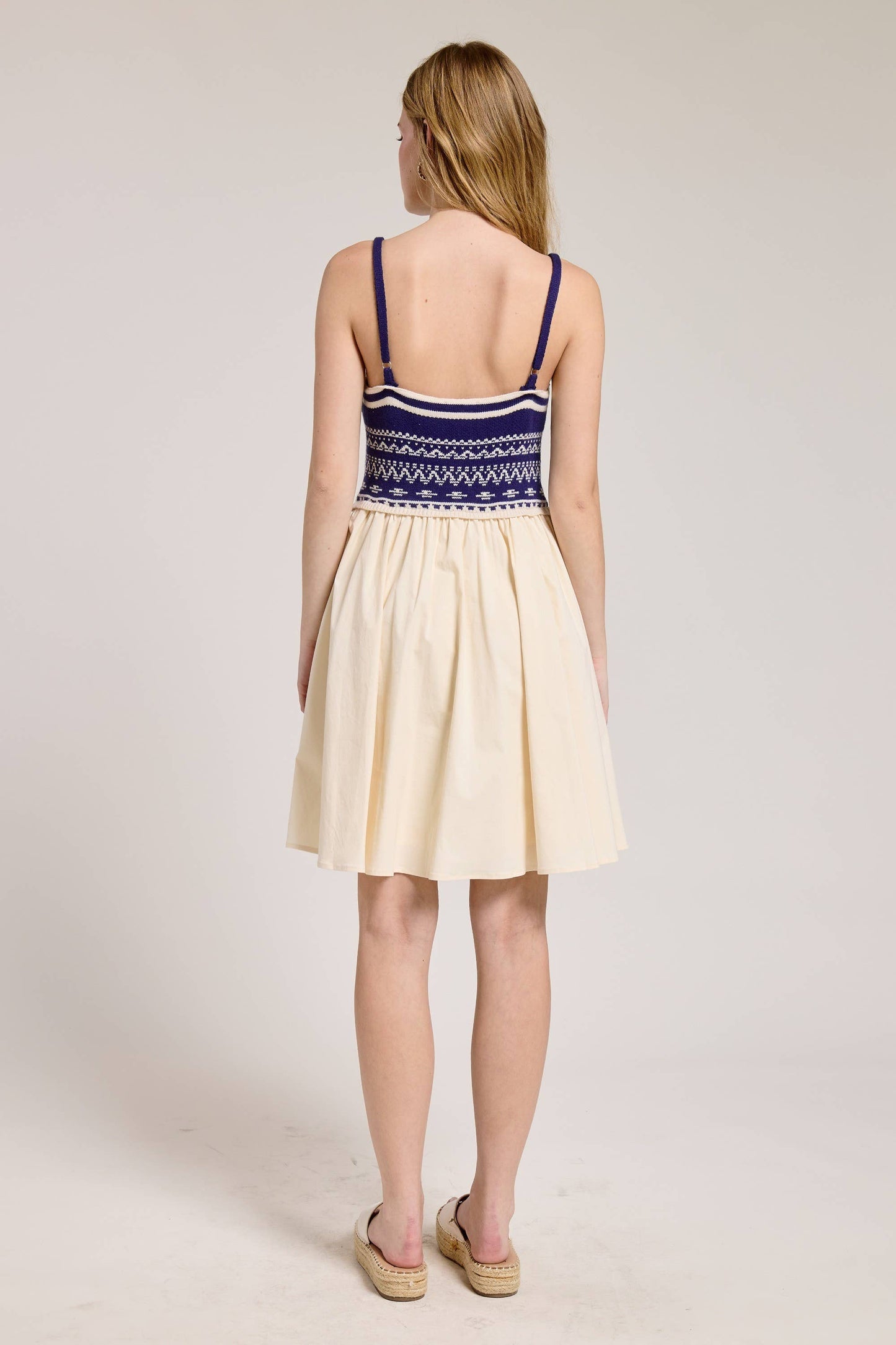 Sailboat Knit Bodice Contrast Midi Dress