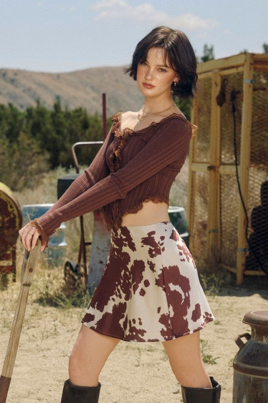Sable Skies Flared Mini Skirt