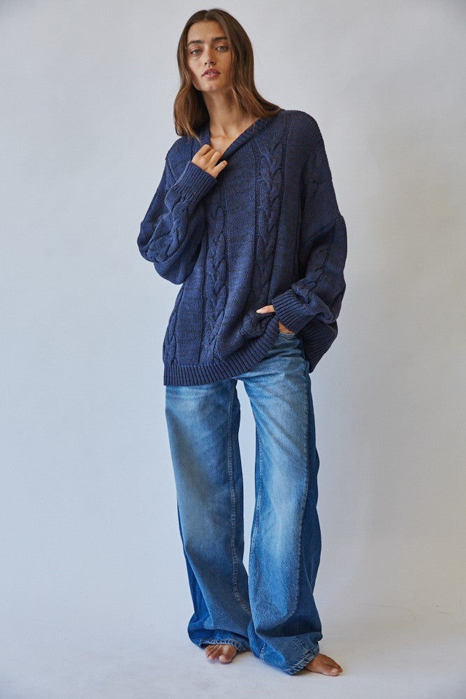 cabin fever relaxed cable knit sweater