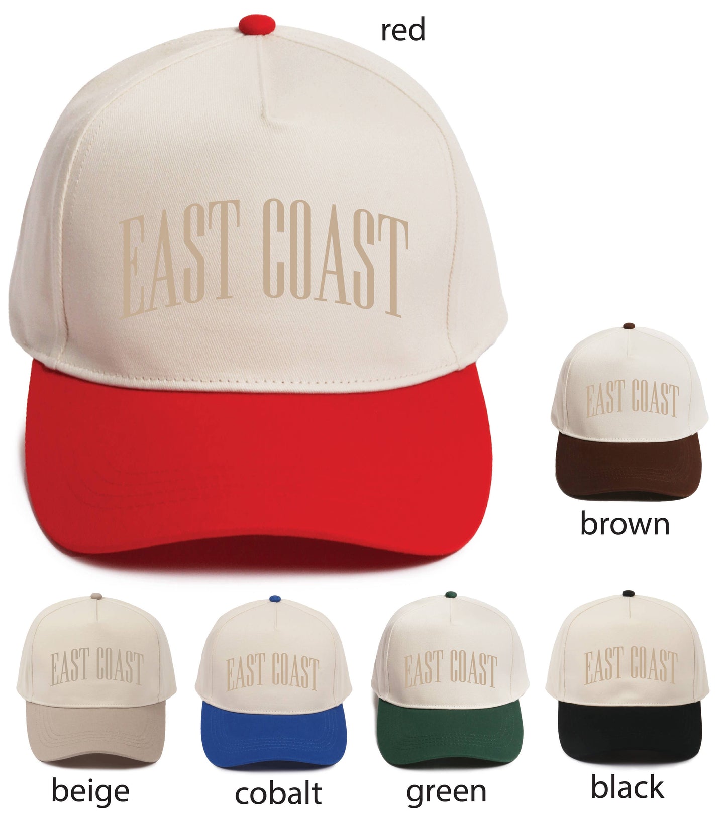 EAST COAST embroidery 5 Panel Two Tone Cap