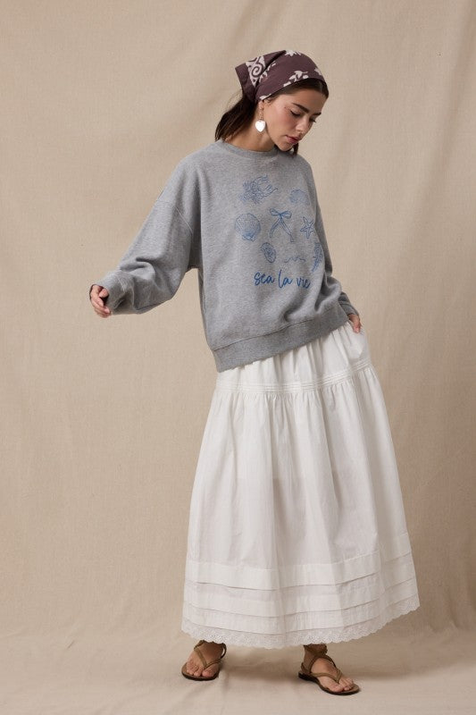 'Sea La Vie' Fleece Knit Top