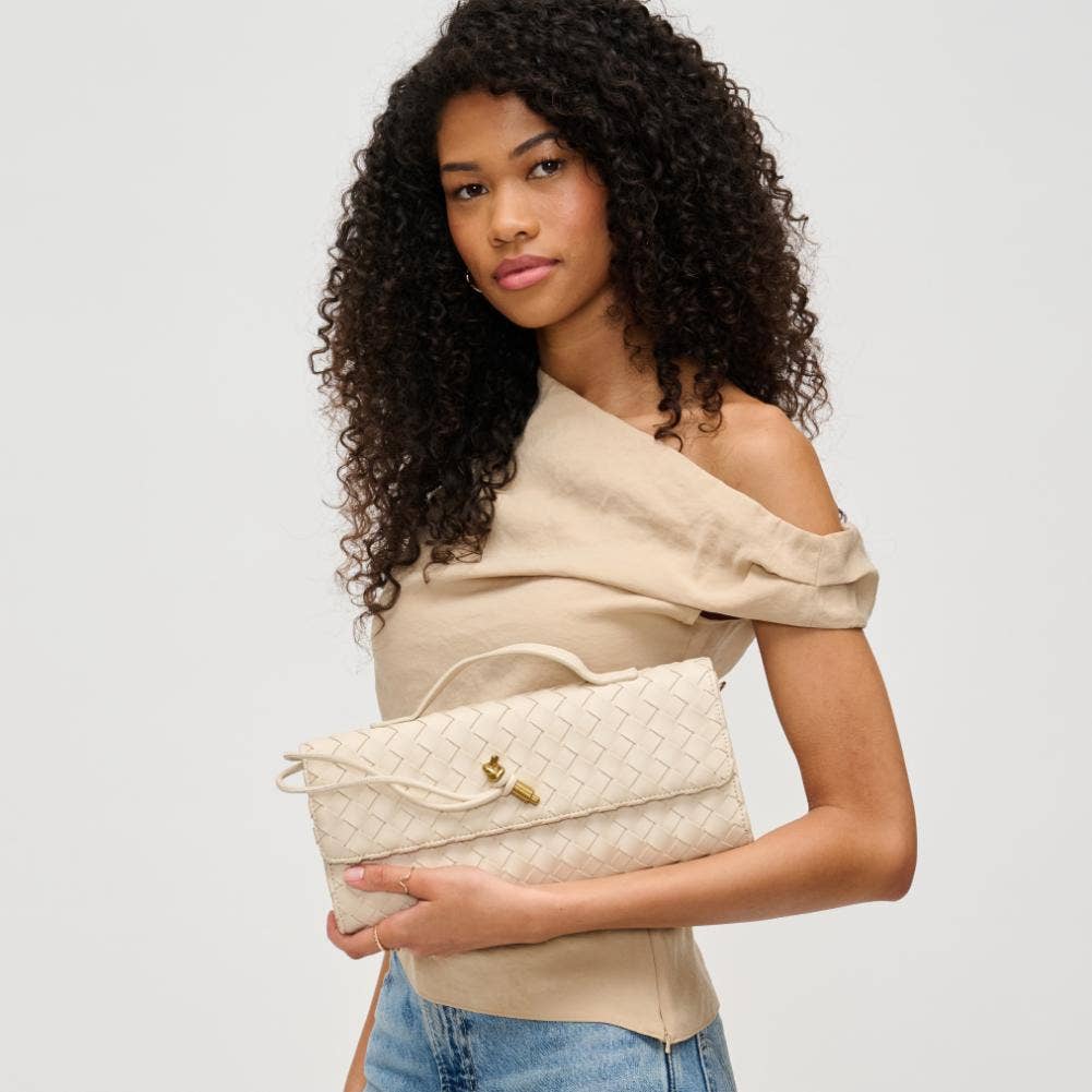 Ada Top Handle Woven East West Clutch Crossbody