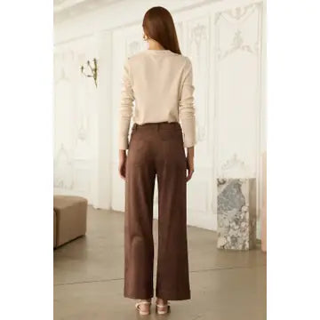 Faux Suede Wide Leg Pants