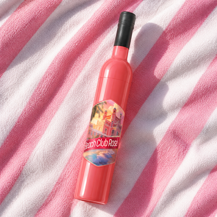 Wine Bottle Umbrella - Beach Club Rosé