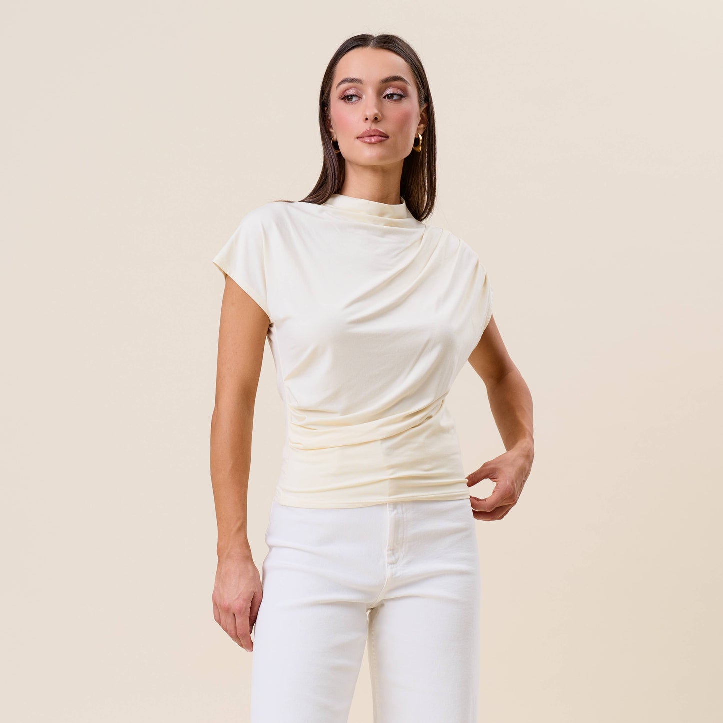 Draped jersey top