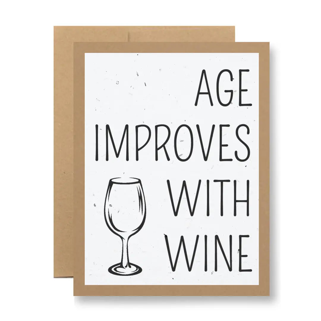 Plantable Seed Paper Greeting Card - ...Improves with Wine