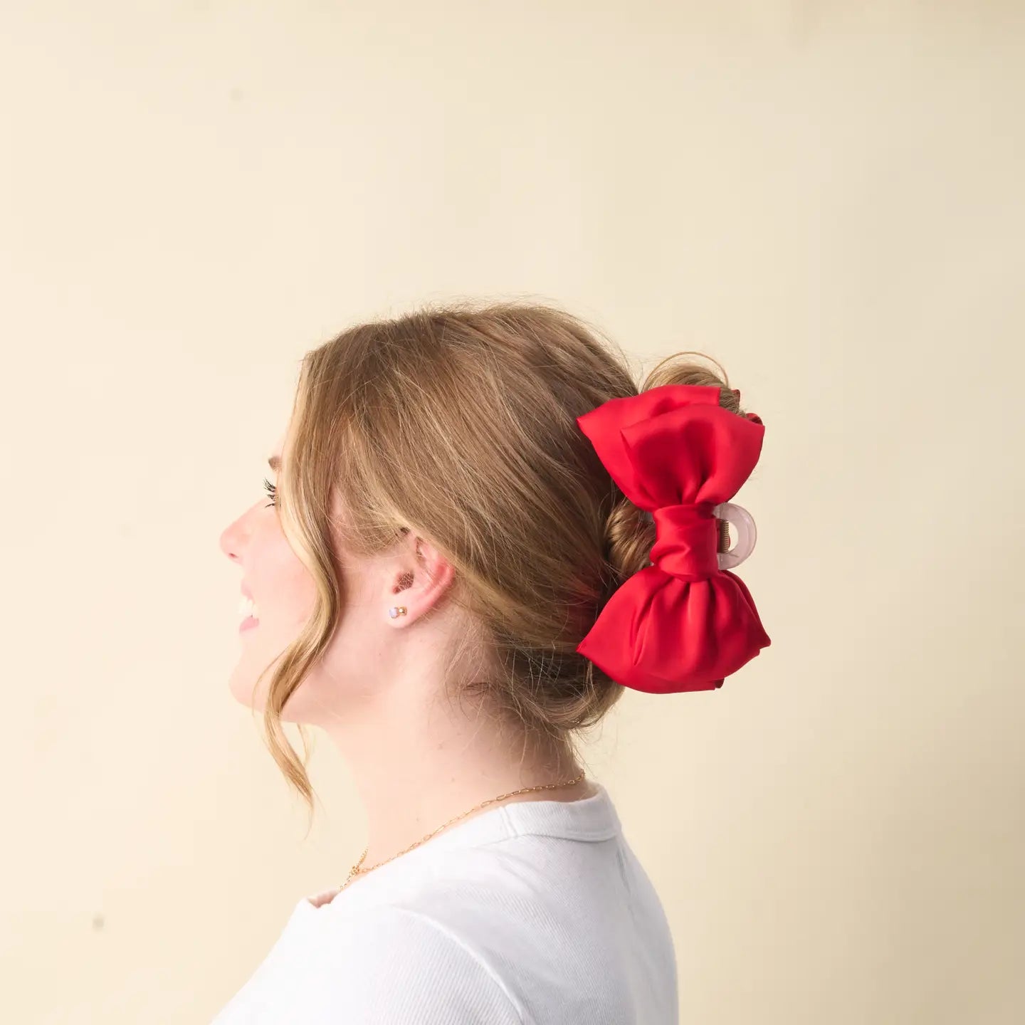 satin bow claw clip