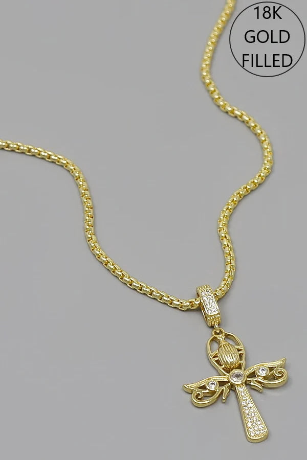 Cross Pave Pendant Gold Filled Short Necklace