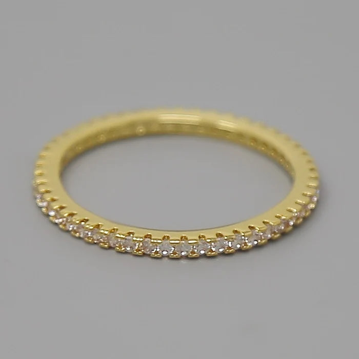 Cubic Zirconia Pave Gold Dipped Ring-Gold