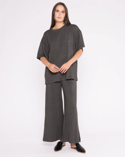 Sweater Knit Wide Leg Pant - Cropped