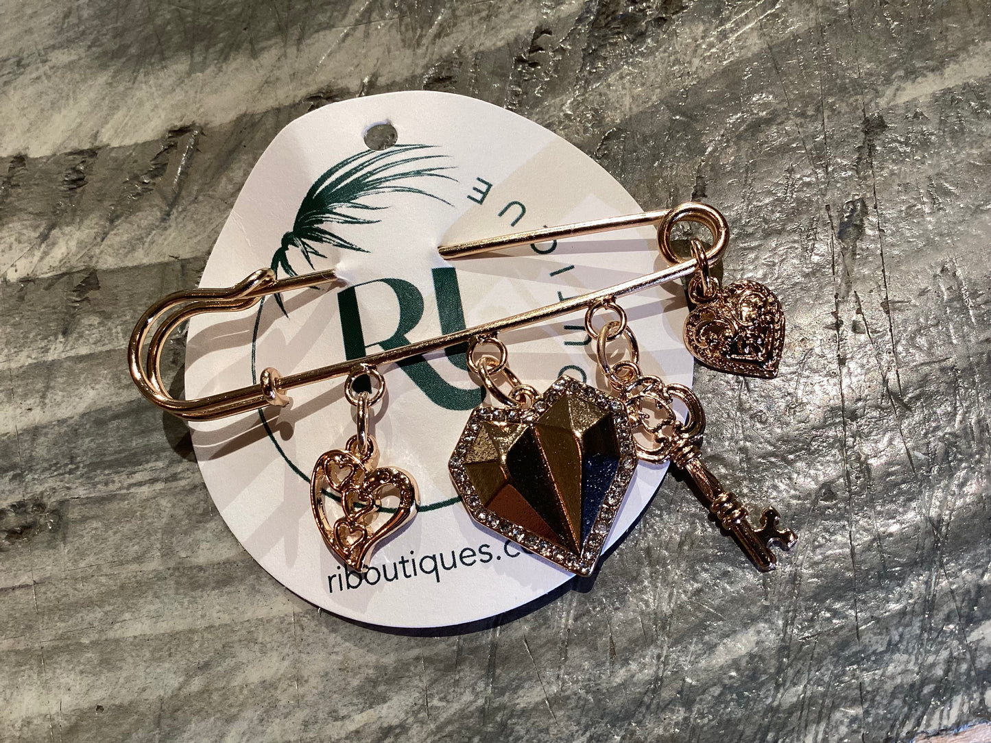 Charm Safety Pin Brooch